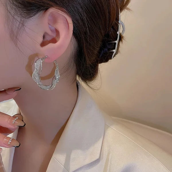 Boucles D'oreilles Circulaires Dorées Motif Grec - Pour Femme Adulte, Neuf Avec étiquettes