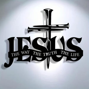 🔥Décoration murale en métal avec silhouette de Jésus et croix