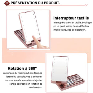 💖Ensemble de pinceaux de maquillage de voyage avec miroir de maquillage LED💖