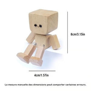 Charmante petite figurine en bois qui se balance avec 12 expressions magnétiques