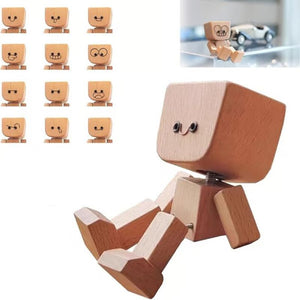 Charmante petite figurine en bois qui se balance avec 12 expressions magnétiques