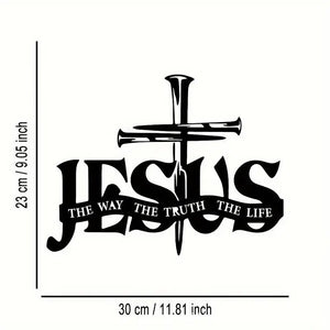 🔥Décoration murale en métal avec silhouette de Jésus et croix
