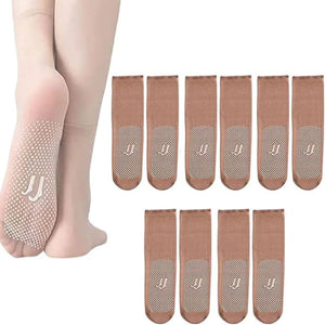 Chaussettes antidérapantes en soie cristalline invisibles pour femmes