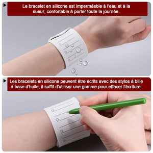 Bracelet réutilisable en silicone pour mémo