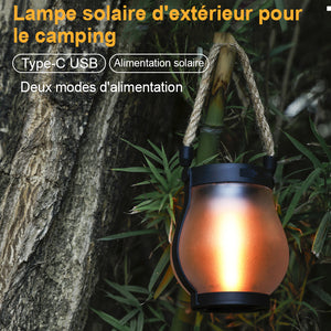 Lampe solaire d'extérieur en corde de chanvre