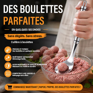 Cuillère à boulettes —— Revêtement antiadhésif, pour prélever et égoutter —— 1 acheté, 1 offert (2 pièces)