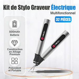 Kit de 32 stylos à graver électriques multifonctionnels