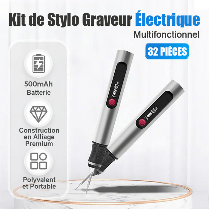Kit de 32 stylos à graver électriques multifonctionnels