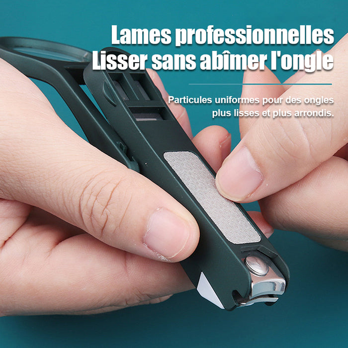 Coupe-ongles anti-éclaboussures avec loupe