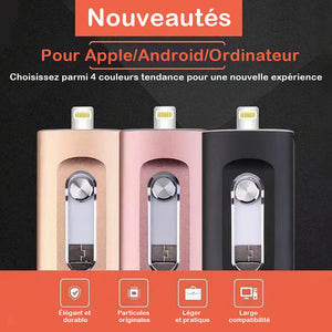 Clé USB 3 en 1 grande capacité pour téléphone portable et ordinateur