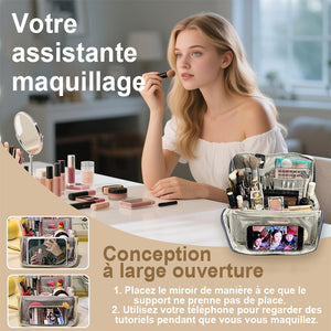 Trousse de maquillage verticale pratique pour les voyages