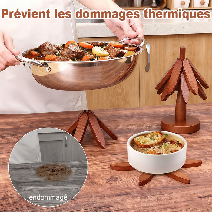 Dessous de plat en bois naturel résistant à la chaleur de qualité supérieure pour plats chauds