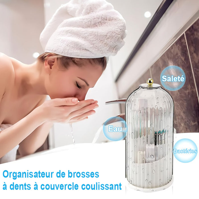 ✨Organisateur de brosses à dents à couvercle coulissant