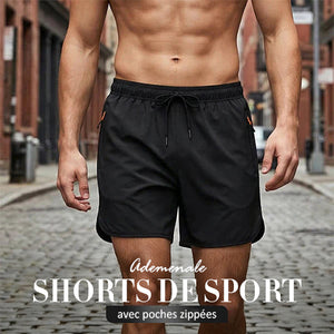 Short de sport respirant avec poches zippées