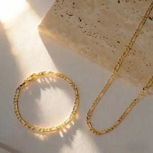 Ensemble élégant de bijoux en or 18 carats composé de 2 pièces : bracelet et collier pour hommes et femmes