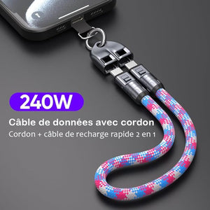 Câble de données de charge rapide pour téléphone portable 2 en 1