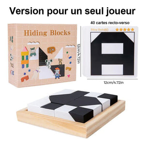 Jouet de puzzle de bloc caché en bois