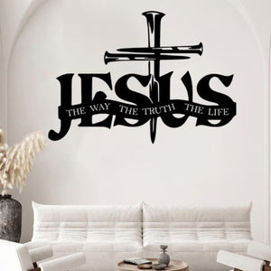 🔥Décoration murale en métal avec silhouette de Jésus et croix