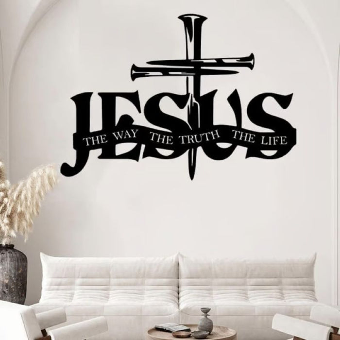 🔥Décoration murale en métal avec silhouette de Jésus et croix