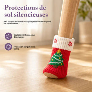 Housses De Noël En Tricot Pour Pieds De Chaise Ou De Table, Avec Patins En Feutre — Lot De 4