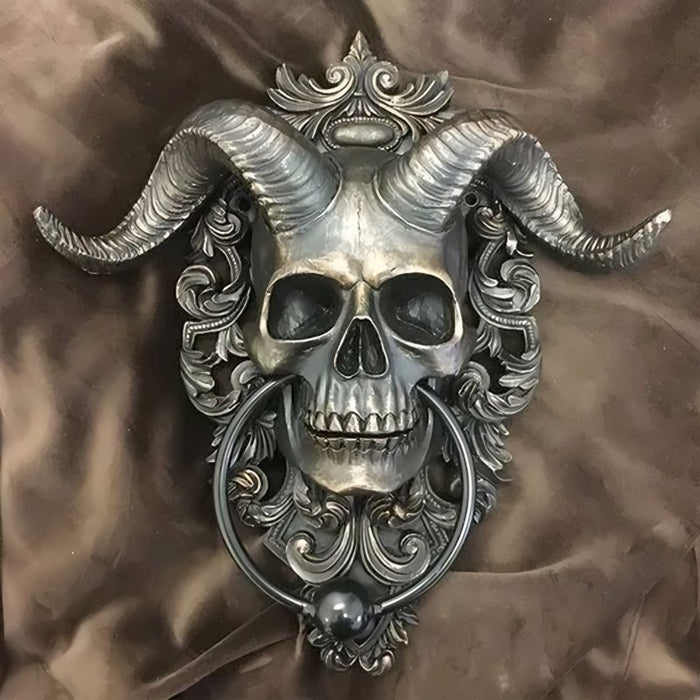 ☠️😈Heurtoir de porte suspendu en forme de crâne de dieu cornu de Baphomet