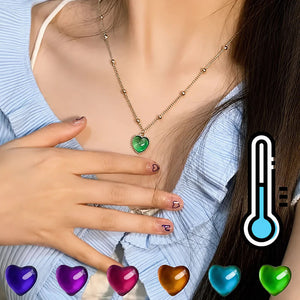 Collier cœur changeant d'humeur