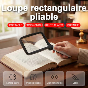 Loupe rectangulaire portable avec lumière LED