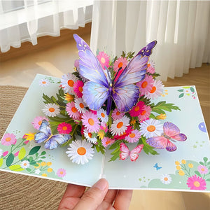 Carte de vœux pop-up 3D papillon et marguerite aux couleurs éclatantes