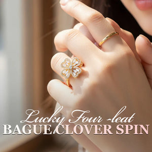 Bague tournante porte-bonheur en forme de trèfle à quatre feuilles