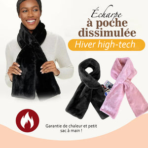 Écharpe en fausse fourrure avec poche zippée dissimulée