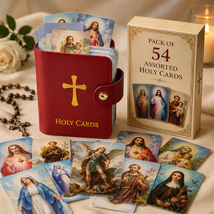Porte-cartes de prière catholique en cuir véritable – Organiseur de cartes de prière de poche avec fermeture à bouton-pression