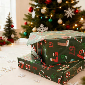 Papier cadeau de Noël amusant avec des chiffres à motifs