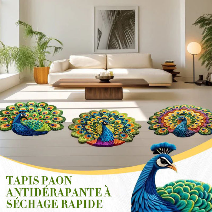 🏠Nouveau produit 2025🦚 Tapis paon antidérapant à séchage rapide