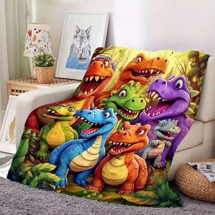 Flanelle imprimée numérique HD avec de mignons dinosaures souriants