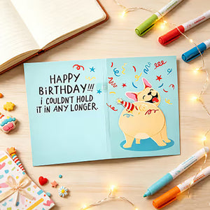 Carte d'anniversaire avec un chien qui pète