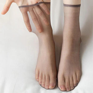Chaussettes antidérapantes en soie cristalline invisibles pour femmes