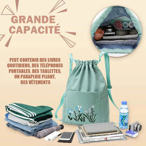 Sac de yoga simple brodé avec cordon de serrage
