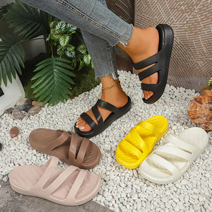 Claquettes pour femme à semelle épaisse et amortie