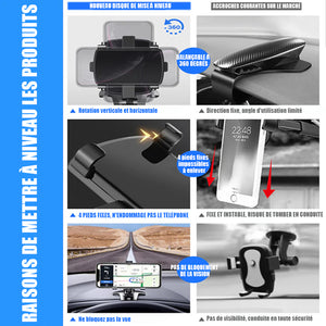 Support de téléphone universel rotatif à 360° pour voiture