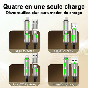 🔥Câble de charge USB 4 en 1 MAX 240 W Charge rapide🔥