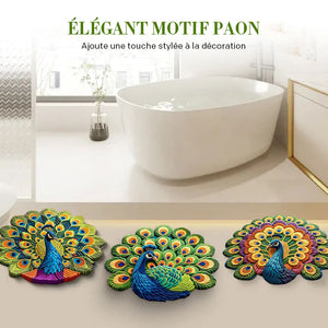 🏠Nouveau produit 2025🦚 Tapis paon antidérapant à séchage rapide