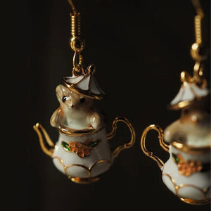 Boucles d'oreilles tasse à thé dessin animé mignon