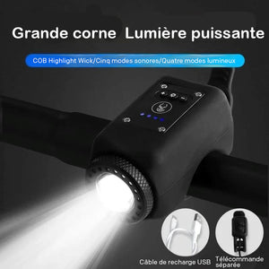 Éclairage et klaxon de vélo 2 en 1