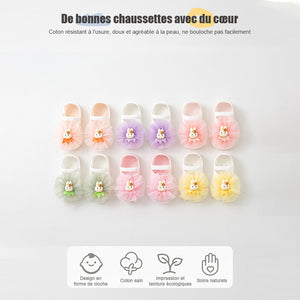 Chaussettes d'été antidérapantes pour bébé absorbant la transpiration (2 paires)