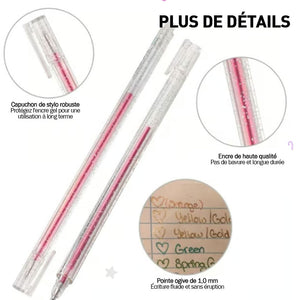 Stylo gel à paillettes changeant de couleur