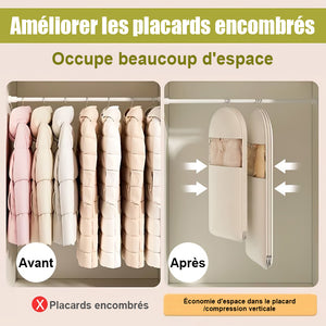 👕Sac à vêtements suspendu peu encombrant avec fermeture éclair auto-compressante