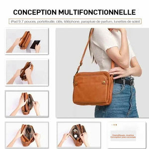 Sac bandoulière en cuir à triple épaisseur