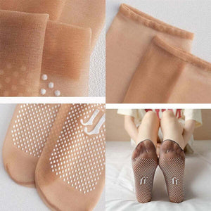 Chaussettes antidérapantes en soie cristalline invisibles pour femmes