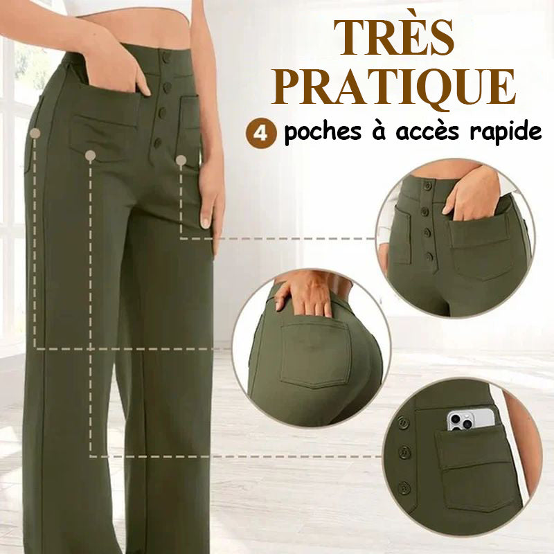 Pantalon De Yoga Femme Jambes Larges En Coton - Taille Haute, Fluide, Confortable - Pour Loisirs, Détente, Décontracté