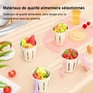 Tasse à lunch aux fruits égouttés à double couche avec fourchette